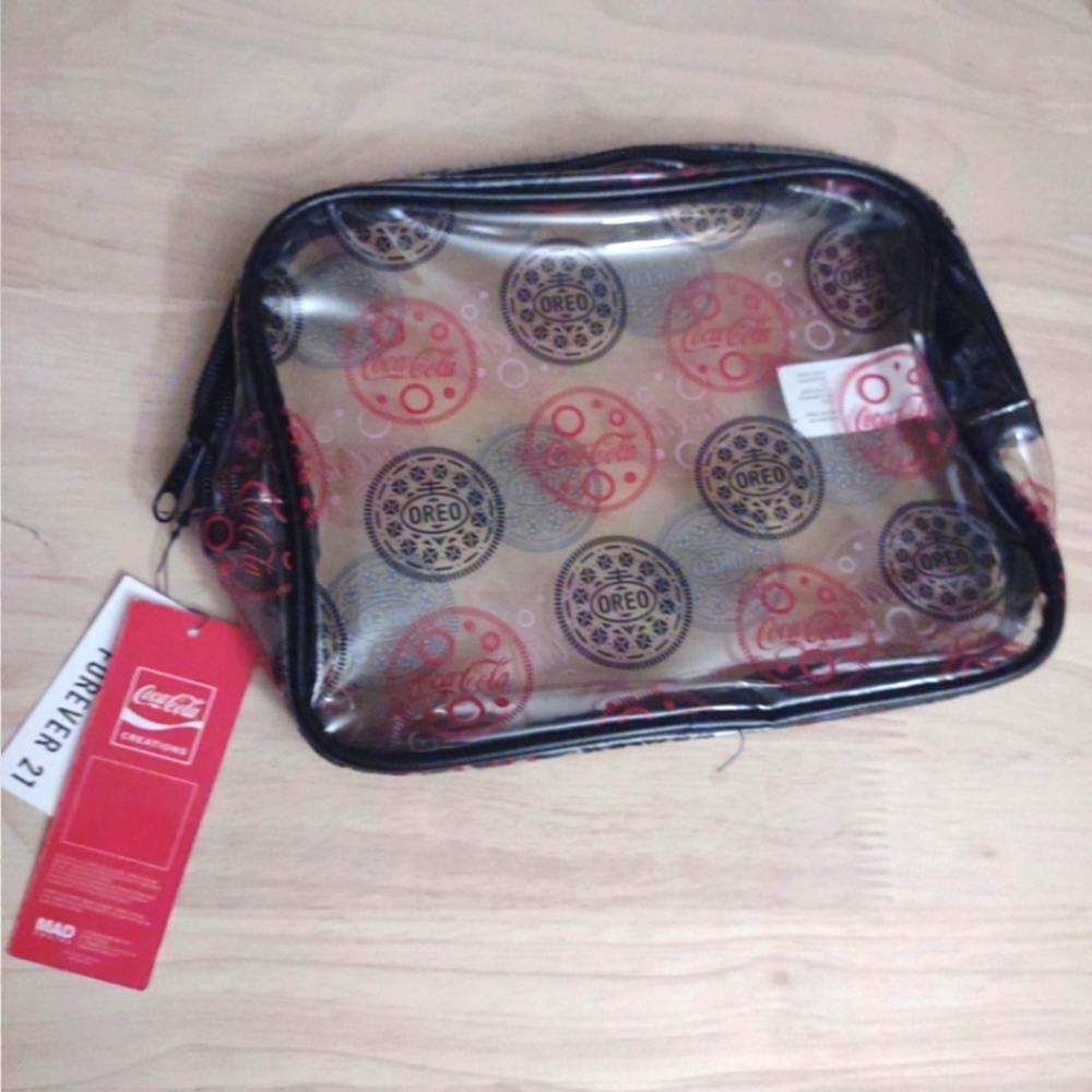 Oreo × Coca Cola Cookie Print Y2k Clear Zipper Pouch Cosmetic Travel Bag